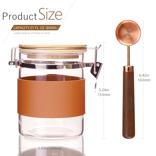 Glass Storage Jars with Bamboo Lids & Spoons (27 Fl Oz)