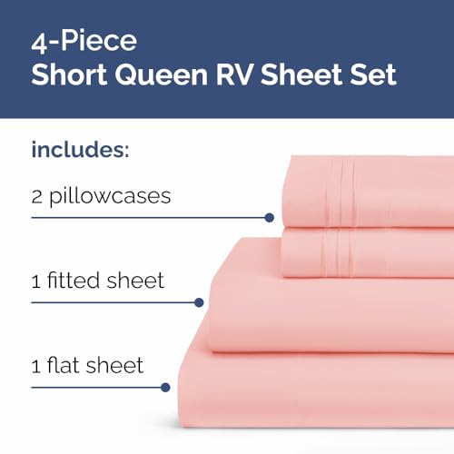 Short Queen Size 4 Piece Bed Sheet Set