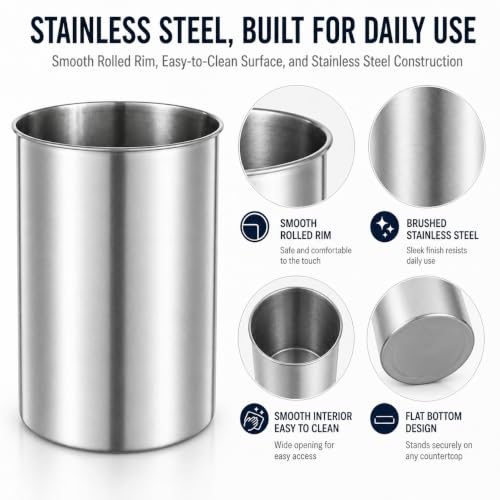 3 Pack Large Stainless Steel Utensil Holders (3 Count)