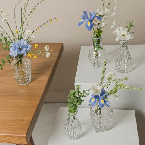 Glass Bud Vase Set of 10 Pcs Small Minimalist Vases for Flowers (10 Count)