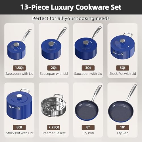 Lux 13pc Forged Lightweight Nonstick Ceramic Cookware Set