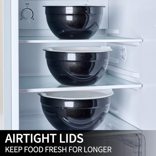 Black Mixing Bowls with Lids Set of 7