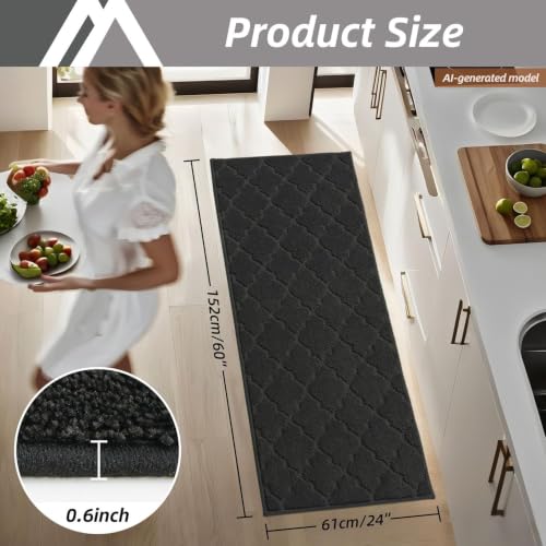 Kitchen Rugs Non Slip Washable 24"x60" (14.4 Sq Ft)