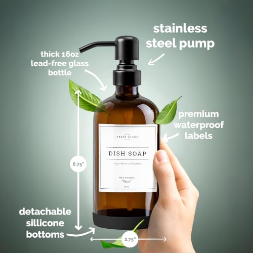 Amber Glass Soap Dispenser (2 Count)