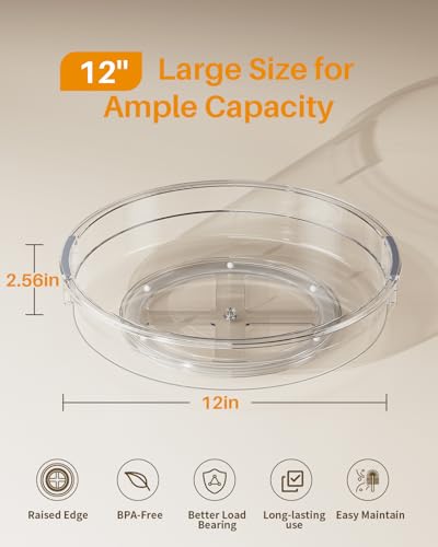 2 Pack 12 Inch Lazy Susan Organizer Turntable for Cabinet (2 Count)