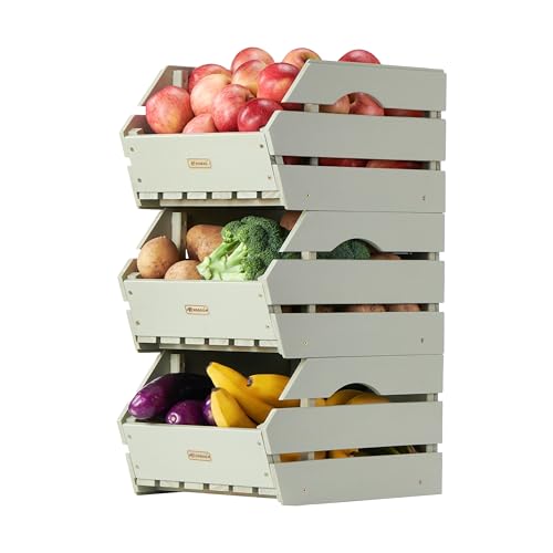Wood Potato Onion Storage Bins (3 Count)