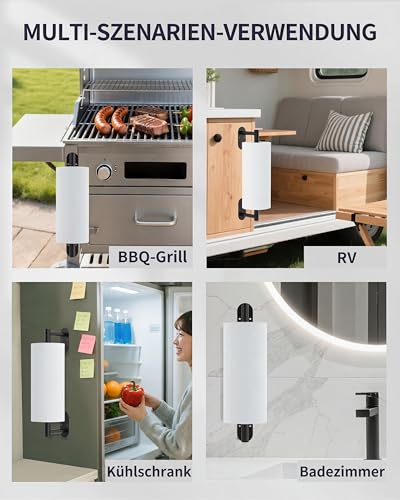 Black Paper Towel Holder Under Cabinet with Damping Self Adhesive