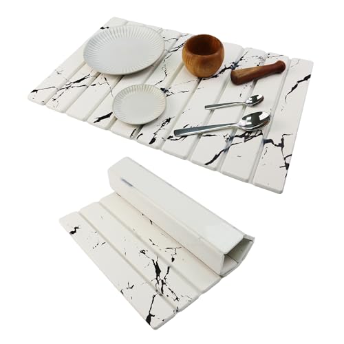 Large Stone Drying Mat for Kitchen Counter Diatomaceous Earth Collapsible 24”（L）*16”（W）Super Heat Resistant Mats