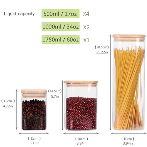 Glass Storage Canister with Wooden Lid (7 Count)