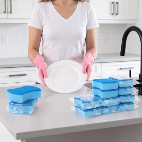 100 Pcs Individually Wrapped Sponges Uncompressed Blue (100 Count)