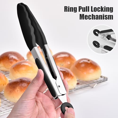 Kitchen Tongs with Silicone Tips for Cooking Serving
