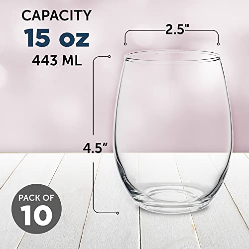 Stemless Wine Glasses by ARC Perfection 15 oz. Set of 10 (10 Count)