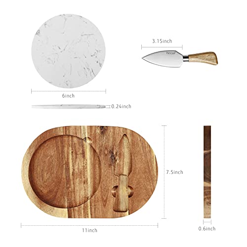Oval Wooden Cheese Board Set