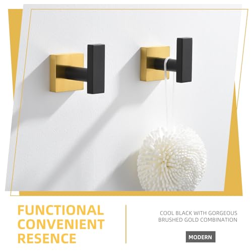 Bathroom Towel Hook Black & Gold (2 Count)
