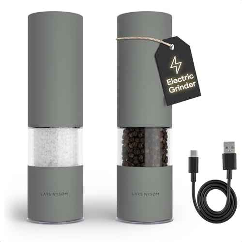 Electric Salt and Pepper Grinder Set I Automatic Salt and Pepper Mills with Adjustable Ceramic Grinder I USB Rechargeable Electric Spice Mill Set with LED Light