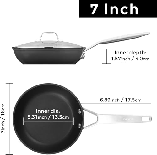 7 Inch Small Nonstick Frying pan with Lid