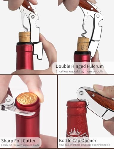 Wine Key CORKAS Prestige Waiter Corkscrew with Rosewood Handle