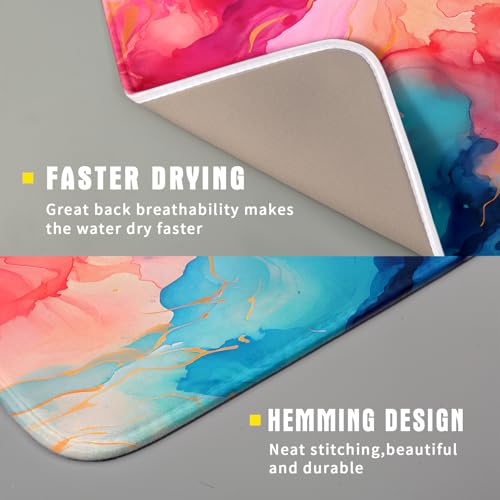 Ink Painting Dish Drying Mat Abstract Art Microfiber Drying Pads Kitchen Washable Dish Drainer Pad 16 x 18 Inch