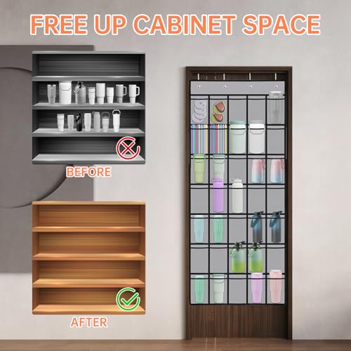 35 Pockets Door Hanging Cup Organizer Fit for Stanley Tumblers