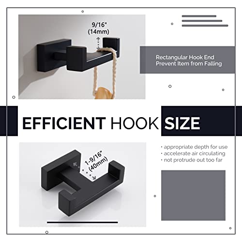 Double Towel Hook Matte Black