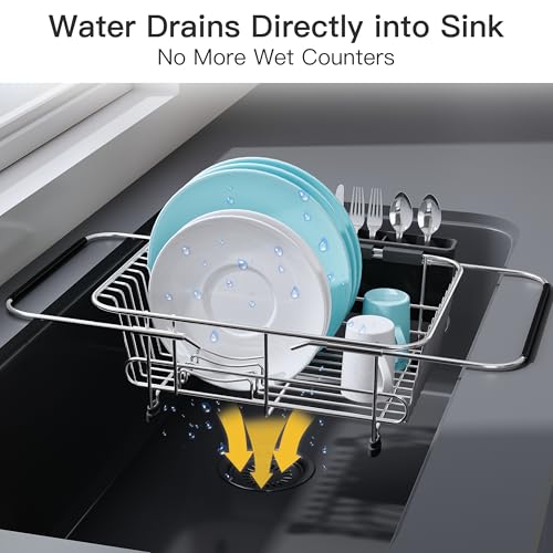 Sink Small Dish Drying Rack with Utensil Holder