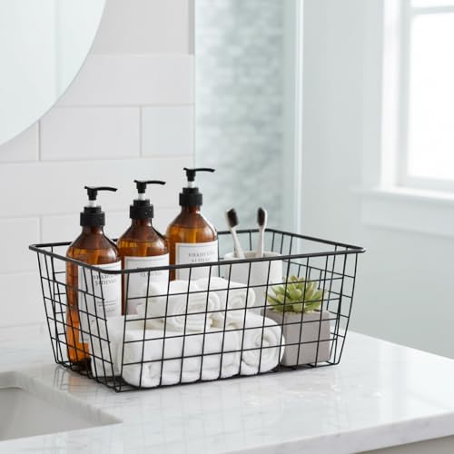 Metal Black Large Wire Basket Food Storage Organizer (2 Count)