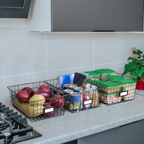 8 Set Extra Large Wire Baskets for Organizing with Lables (8 Count)