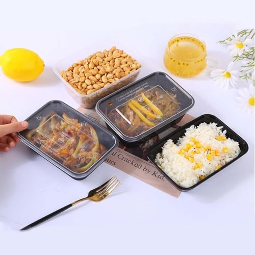 24oz Square Plastic Meal Prep Containers Reusable With Lids. (100 Count)