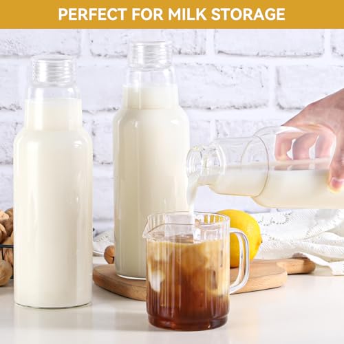 34 Oz Glass Juice Bottles with Lids (4 Count)