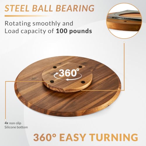 21" Acacia Wood Lazy Susan for Table Top