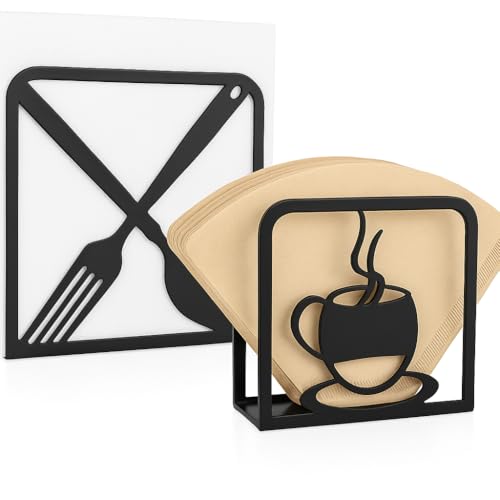 Coffee Cup & Fork Napkin Holder for Table (2 Count)