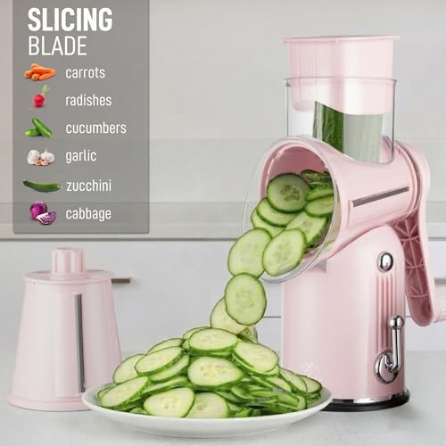 Rotary Cheese Grater Manual Hand Crank 5 Blade Shredder