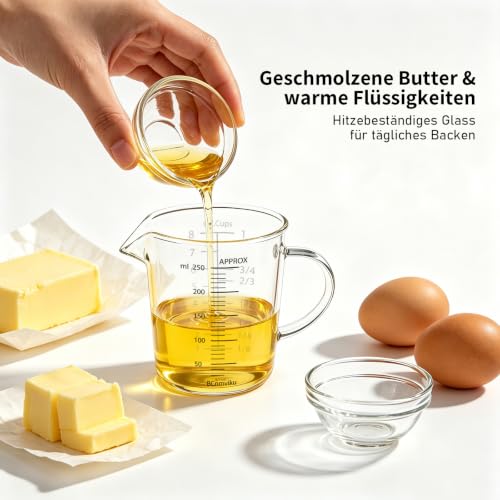 Glass Measuring Cup 250ml 1Cup High Borosilicate [Insulated Handle