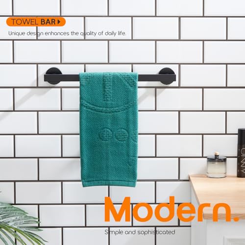 12 Inch Bathroom Towel Bar Bath Towel Rack Kitchen Towel Holder Towel Ring Wall Mounted SUS304 Stainless Steel Matte Black AN4001MB