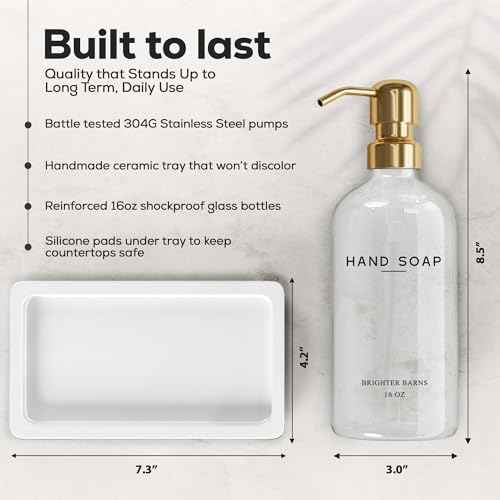 Luxury Glass Hand and Dish Soap Dispenser Set by Brighter Barns