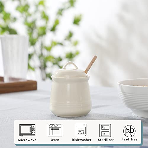 Ceramic Honey pot with Lid and Honey Dipper