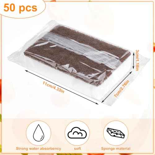 50 Pcs Individually Wrapped Sponges for Airbnb Apartment Brown (50 Count)