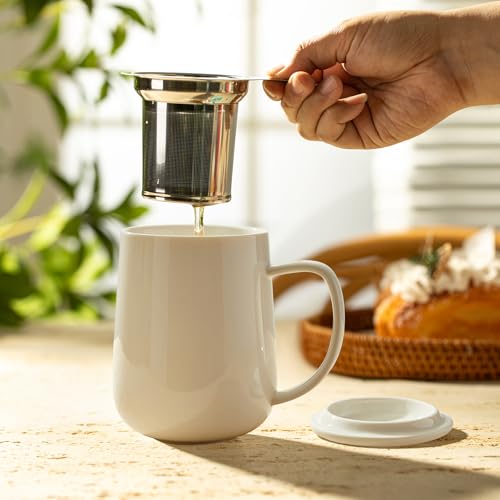 20 OZ Porcelain Tea Mug with Infuser and Lid