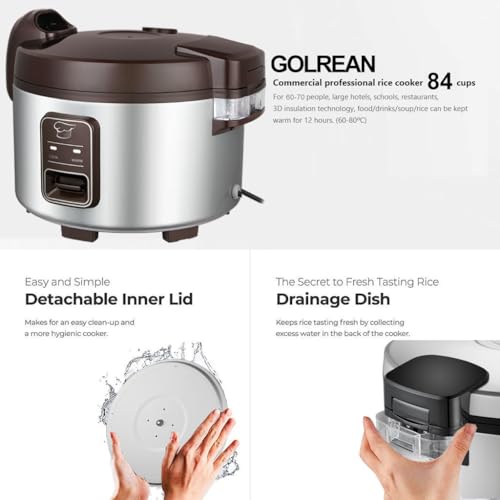15.8QT Large Commercial rice cooker & warmer 84 cups cooked rice