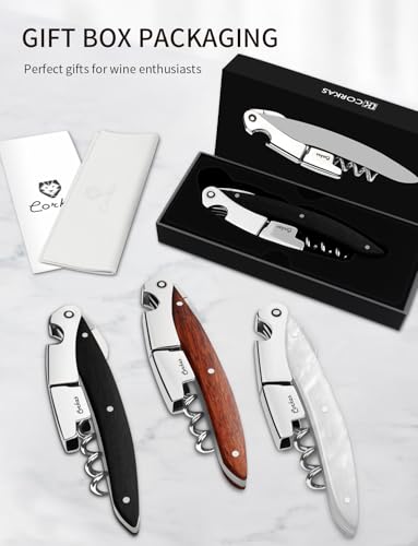 Wine Key CORKAS Prestige Waiter Corkscrew with Ebony Handle