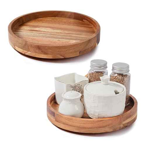2 Pack] 9" Wood Lazy Susan Organizer for Cabinet (2 Count)