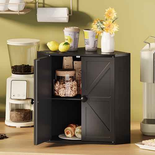 Corner Bread Box for Kitchen Counter Double Layer Bamboo Bread Storage Container Large Capacity Bread Storage Bin Farmhouse Breadbox Organizer