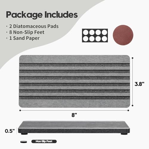 2PCS Diatomite Quick Stone Drying Tray Mat For Bathroom & Kitchen Counter (2 Count)