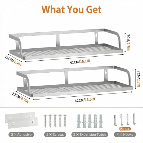 2 Pack 16.5" Extra Long Slim Hollowout Shower Caddy (2 Count)