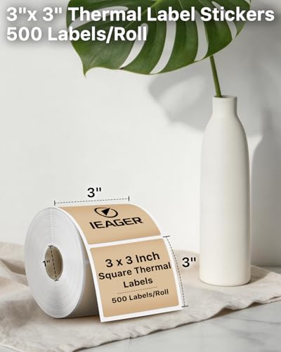 Brown 3" x 3" Square Thermal Label Stickers