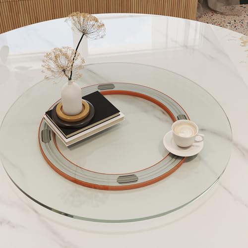 23.6" Lazy Susan for Table Top Tempered Glass Rotating Serving Tray for Dining Table