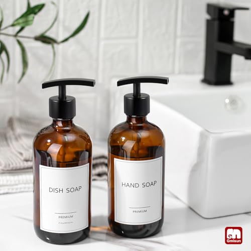 Amber Glass Soap Dispenser (2 Count)