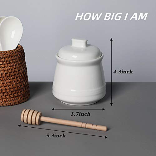 Honey Jar with Lid and Honey Dipper