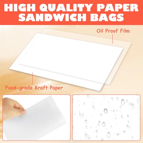 600 Pack Wax Paper Sandwich Bags 8x10 inch Wax Paper Bags (600 Count)