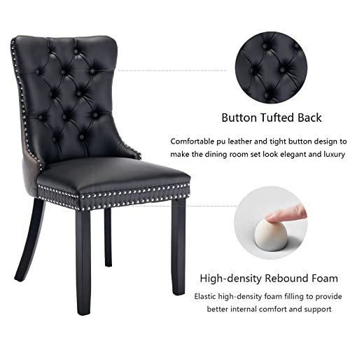 Grey Velvet and Black PU Upholstered Dining Chairs Set of 6 (6 Count)